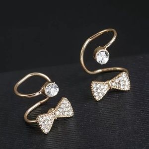 Clip On Earrings Ear Cuffs Sparkly Bow